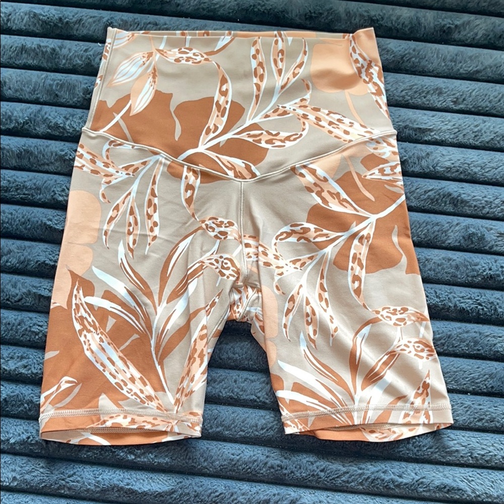 Aerie Athletic Shorts - Orange and Cream Floral